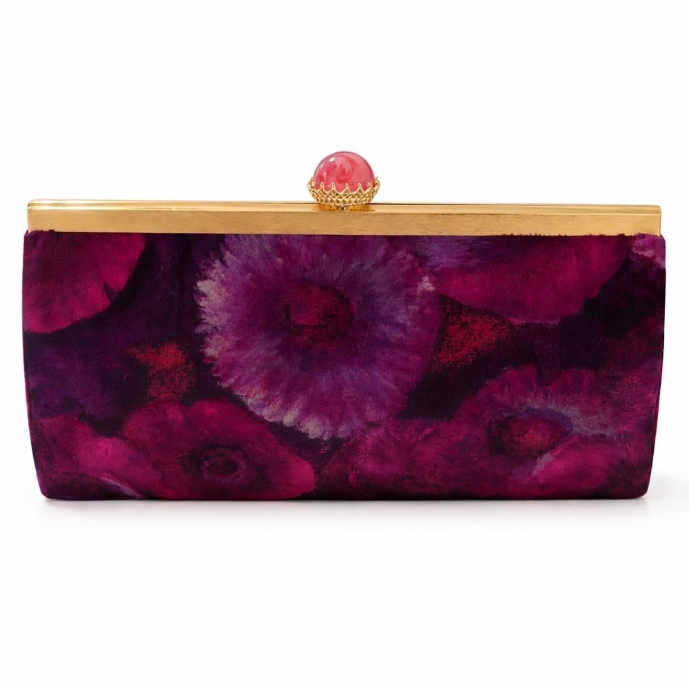 KORET Vtg Floral Purple Pink Gold Clutch